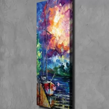Tablou decorativ, PC194, Canvas, Lemn, Multicolor imagine