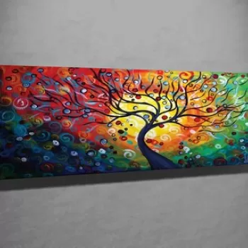 Tablou decorativ, PC197, Canvas, Lemn, Multicolor imagine