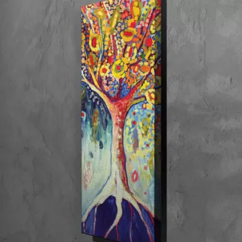 Tablou decorativ, PC242, Canvas, Lemn, Multicolor imagine