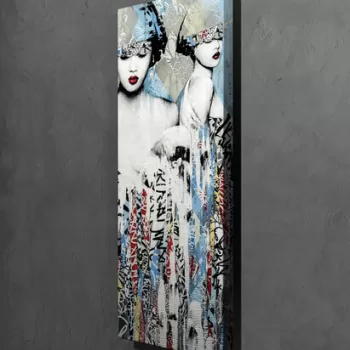 Tablou decorativ, PC267, Canvas, Lemn, Multicolor imagine