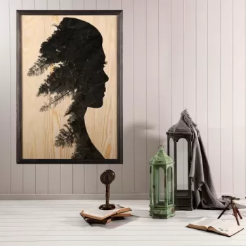 Tablou decorativ, Pine Woman, Lemn, Lemn, Multicolor imagine