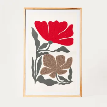 Tablou decorativ plante abstracte Saaro, Homla, 38x58x3 cm, lemn/hartie, natur imagine