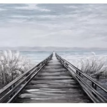 Tablou decorativ Pontile, Mauro Ferretti, 80x120 cm, pictat manual, canvas/lemn de pin imagine