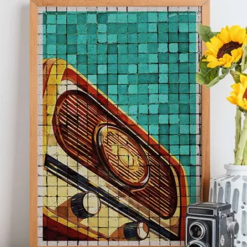 Tablou decorativ, Popmosaic9, LEMN SOLID, MDF, Multicolor imagine