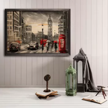 Tablou decorativ, Red C?ty, Lemn, Lemn, Multicolor imagine