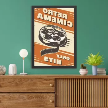 Tablou decorativ, Retro Cinema 3 (35 x 45), MDF , Polistiren, Multicolor imagine