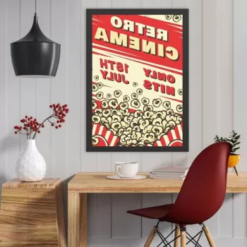 Tablou decorativ, Retro Cinema (55 x 75), MDF , Polistiren, Crem / Rosu imagine