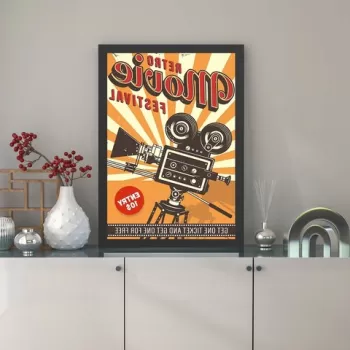 Tablou decorativ, Retro Movie Festival (55 x 75), MDF , Polistiren, Multicolor imagine