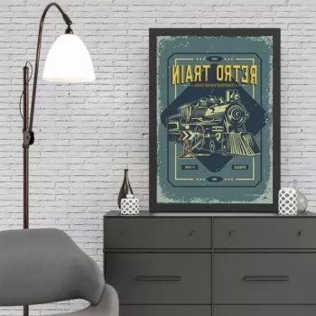 Tablou decorativ, Retro Train (55 x 75), MDF , Polistiren, Multicolor imagine