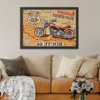 Tablou decorativ, Route 66 (35 x 45), MDF , Polistiren, Multicolor imagine