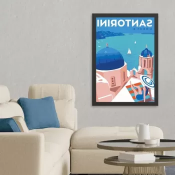 Tablou decorativ, Santorini (55 x 75), MDF , Polistiren, Multicolor imagine