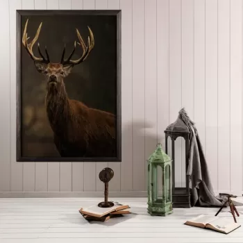 Tablou decorativ, Stag Horn XL, Lemn, Lemn, Multicolor imagine