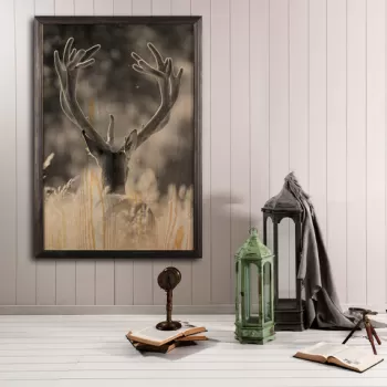 Tablou decorativ, Stag XL, Lemn, Lemn, Multicolor imagine