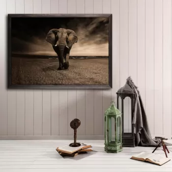 Tablou decorativ, Strong Elephant, Lemn, Lemn, Multicolor imagine
