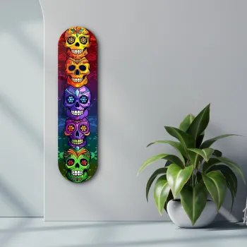 Tablou decorativ, Sugar Skulls v2, Dimensiune: 20 x 80 cm, Multicolor imagine