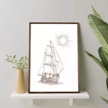 Tablou decorativ, TD001, Lemn, Desenat manual, Natural imagine