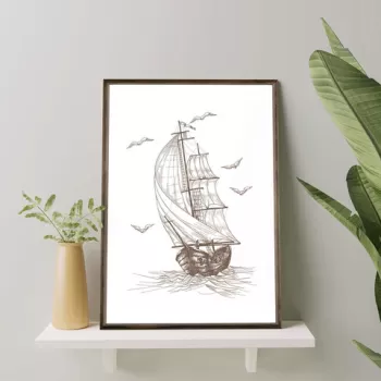 Tablou decorativ, TD002, Lemn, Desenat manual, Natural imagine