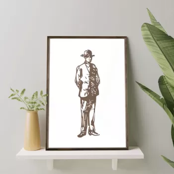 Tablou decorativ, TD013, Lemn, Desenat manual, Natural imagine