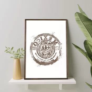 Tablou decorativ, TD017, Lemn, Desenat manual, Natural imagine