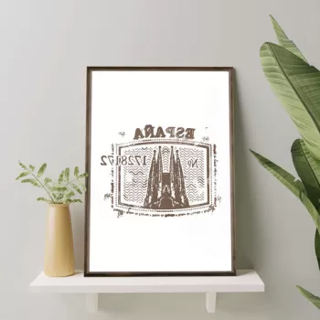 Tablou decorativ, TD020, Lemn, Desenat manual, Natural imagine