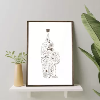 Tablou decorativ, TD022, Lemn, Desenat manual, Natural imagine