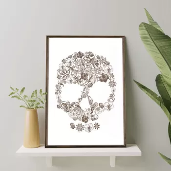 Tablou decorativ, TD027, Lemn, Desenat manual, Natural imagine