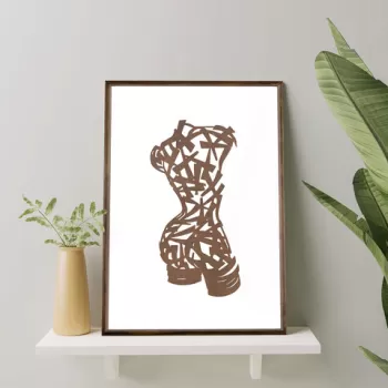 Tablou decorativ, TD031, Lemn, Desenat manual, Natural imagine