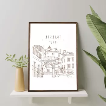 Tablou decorativ, TD047, Lemn, Desenat manual, Natural imagine