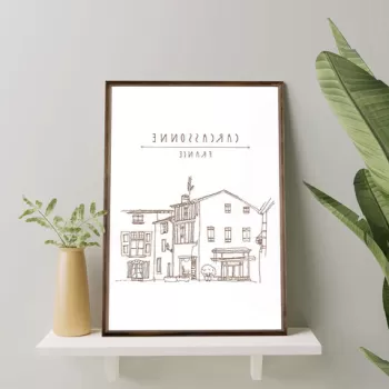 Tablou decorativ, TD051, Lemn, Desenat manual, Natural imagine