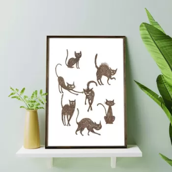 Tablou decorativ, TD056, Lemn, Desenat manual, Natural imagine