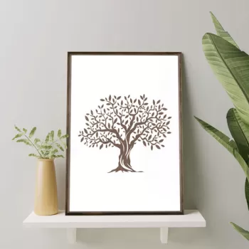 Tablou decorativ, TD070, Lemn, Desenat manual, Natural imagine