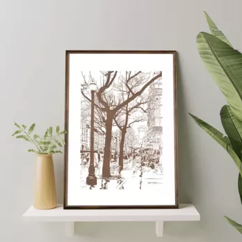 Tablou decorativ, TD071, Lemn, Desenat manual, Natural imagine