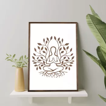 Tablou decorativ, TD073, Lemn, Desenat manual, Natural imagine