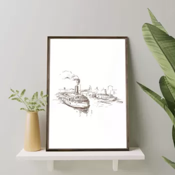 Tablou decorativ, TD075, Lemn, Desenat manual, Natural imagine