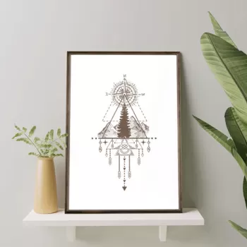 Tablou decorativ, TD076, Lemn, Desenat manual, Natural imagine