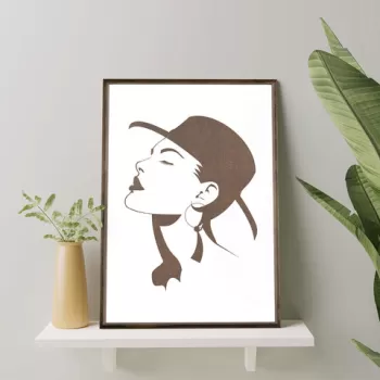 Tablou decorativ, TD077, Lemn, Desenat manual, Natural imagine