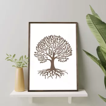 Tablou decorativ, TD079, Lemn, Desenat manual, Natural imagine