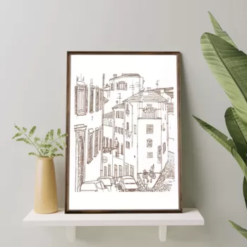 Tablou decorativ, TD082, Lemn, Desenat manual, Natural imagine