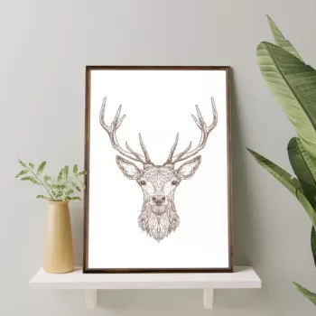 Tablou decorativ, TD085, Lemn, Desenat manual, Natural imagine