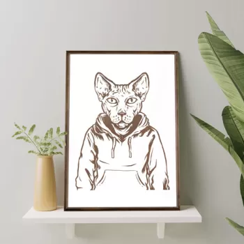 Tablou decorativ, TD086, Lemn, Desenat manual, Natural imagine