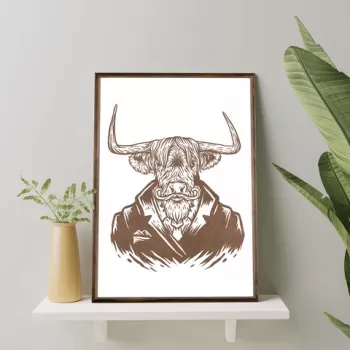 Tablou decorativ, TD101, Lemn, Desenat manual, Natural imagine