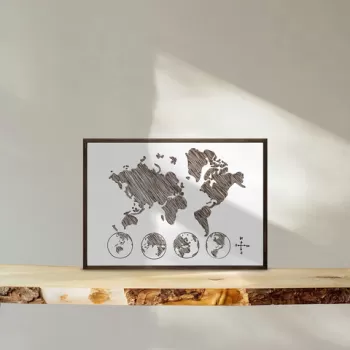 Tablou decorativ, TD112, Lemn, Desenat manual, Natural imagine