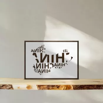 Tablou decorativ, TD115, Lemn, Desenat manual, Natural imagine