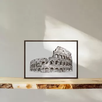 Tablou decorativ, TD118, Lemn, Desenat manual, Natural imagine