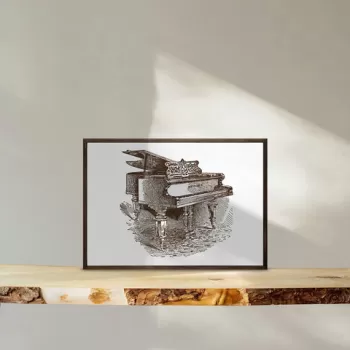 Tablou decorativ, TD119, Lemn, Desenat manual, Natural imagine