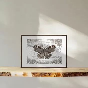 Tablou decorativ, TD125, Lemn, Desenat manual, Natural imagine