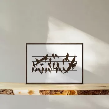 Tablou decorativ, TD126, Lemn, Desenat manual, Natural imagine