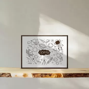 Tablou decorativ, TD127, Lemn, Desenat manual, Natural imagine