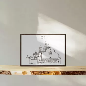 Tablou decorativ, TD130, Lemn, Desenat manual, Natural imagine