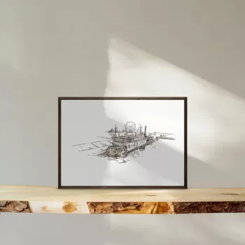 Tablou decorativ, TD133, Lemn, Desenat manual, Natural imagine